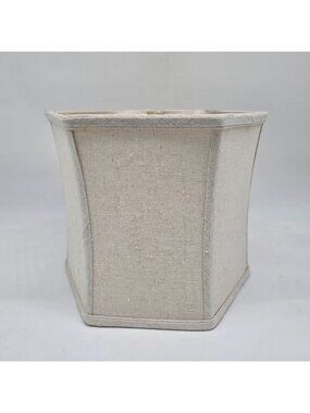 Hexagonal Linen Fabric Lamp Shade Beige Neutral